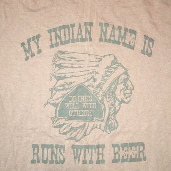Happy Cute My Indian Name Is Runs With Beer Men’s Funny T Shirt Bar Harbor Maine - Picture 2 of 3